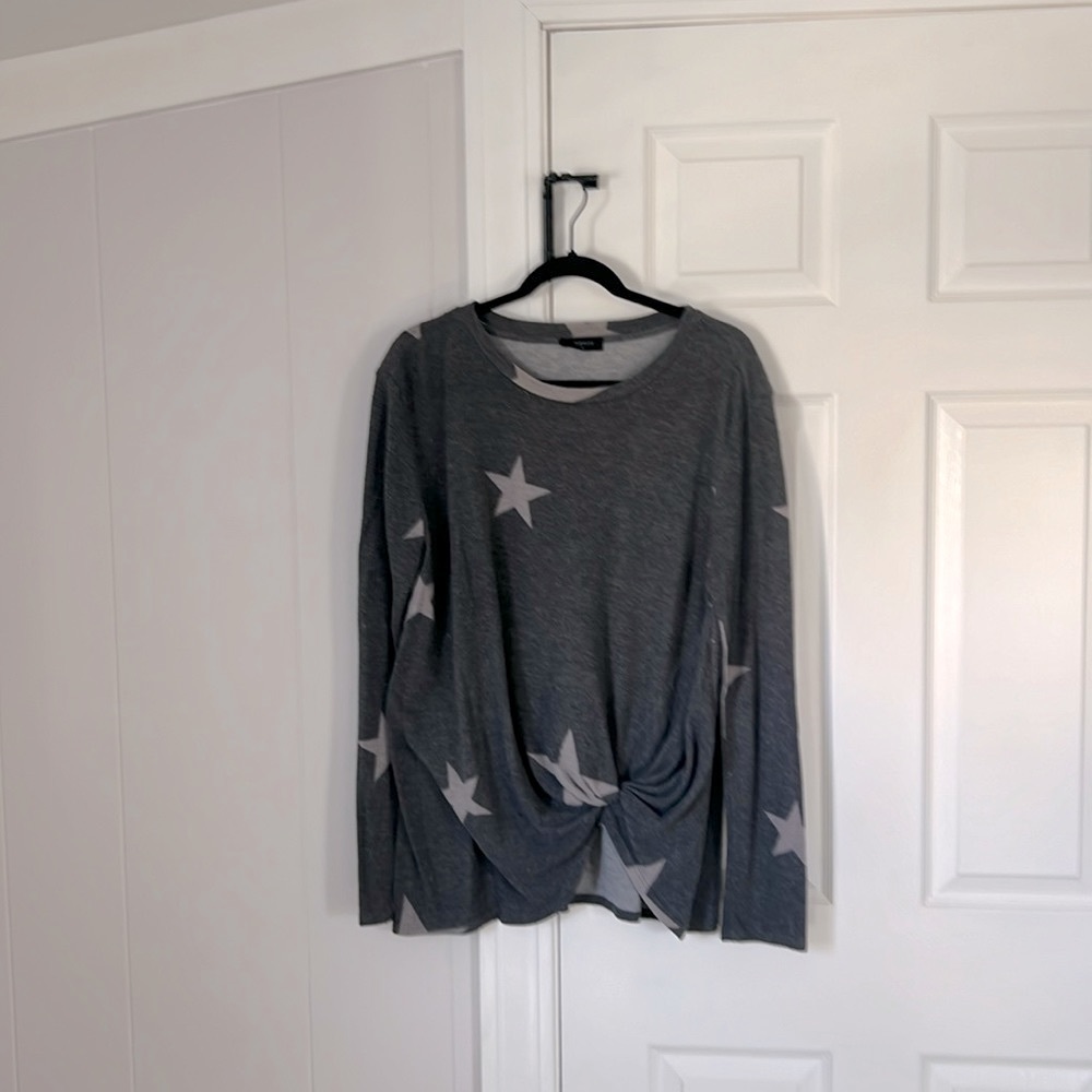 Botanique Star Sweater Gray Medium Side Knot